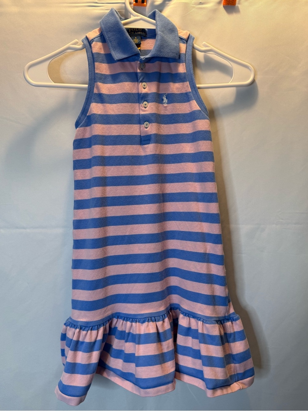 Polo by Ralph Lauren Pink and Blue Striped Sleeveless Polo Dress
